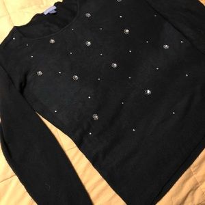 Black Sweater with Crystal Bling!  Xl size. Cute